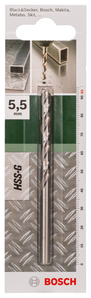 Broca para metal HSS-G, DIN 338D = 5,5 mm; L = 93 mm