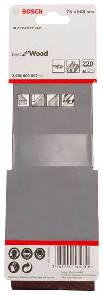 Banda de lija PRO X440, 75 x 508 mm, G220, 3 unidades