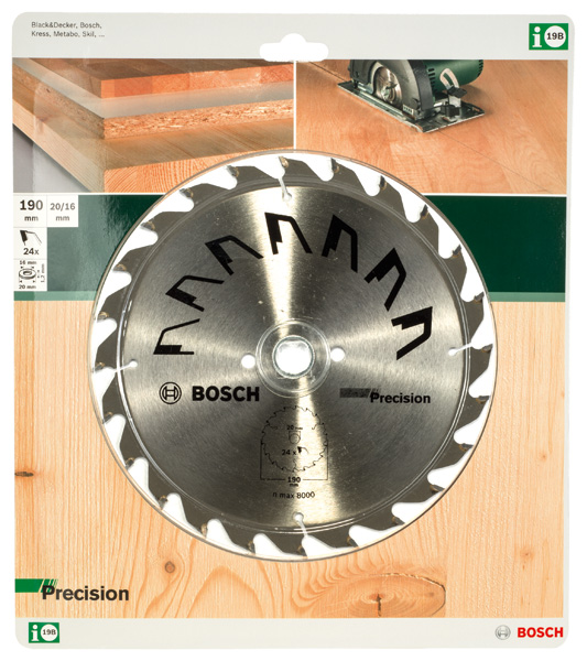 Hoja de sierra circular PRECISIOND = 190 mm; taladro= 20 mm; T = 24