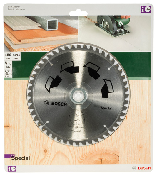 Hoja de sierra circular SPECIALD = 180 mm; taladro= 30 mm; T = 48