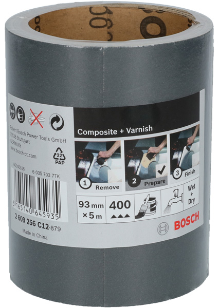 Rollo de lija SiC impermeable, 93 mm x 5 m, P400