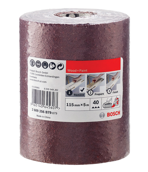 Rollo de lija para madera y pintura, 115 mm x 5 m, P40
