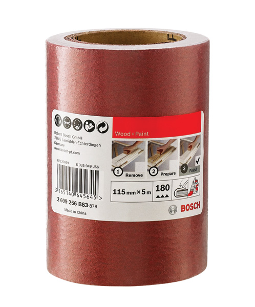 Rollo de lija para madera y pintura, 115 mm x 5 m, P180