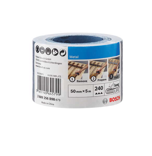 Rollo de lija para metal, 50 mm x 5 m, P240