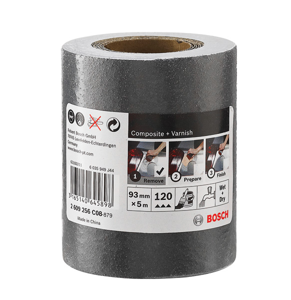 Rollo de lija SiC impermeable, 93 mm x 5 m, P120