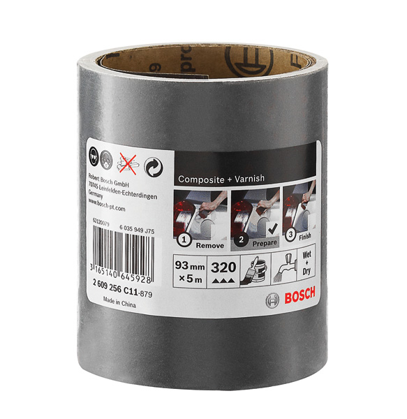 Rollo de lija SiC impermeable, 93 mm x 5 m, P320