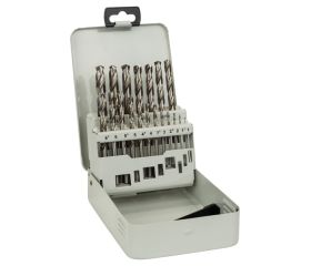 Set de brocas para metal HSS-G, DIN 338, 135°, de 19 unidades, en caja metálica de 1 - 10 mm