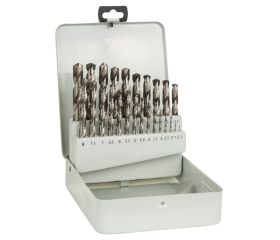 Set de brocas para metal HSS-G, DIN 338, 135°, de 25 unidades, en caja metálica de 1 - 13 mm