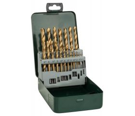 Set de 19 brocas para metal HSS-TiN, DIN 338