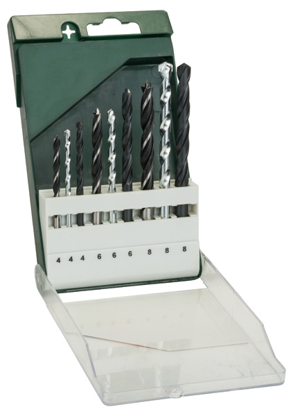 Set de brocas de 9 piezas para metal HSS-R/piedra/madera