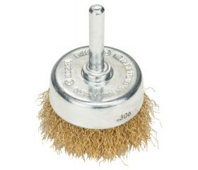 Cepillo de vaso para taladros, alambre ondulado, con recubrimiento de latón, 50 mm