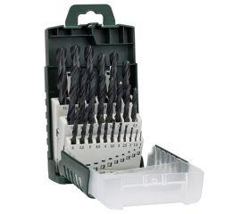 Set de 19 brocas para metal HSS-R, DIN 3381,0; 1,5; 2,0; 2,5; 3,0; 3,5; 4,0; 4,5; 5,0; 5,5; 6,0; 6,5; 7,0; 7,5; 8,0; 8,5; 9,0; 9,5; 10,0 mm