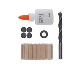 Sets de tacos de madera de perfil con broca en espiral para madera, cola para madera, tope de profundidad y colocador de tacos