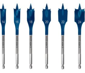 Set de brocas fresadoras planas EXPERT Self Cut Speed de 14/16/18/20/22/24 mm, 6 unidades