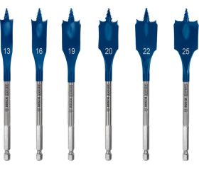Set de brocas fresadoras planas EXPERT Self Cut Speed de 13/16/19/20/22/25 mm, 6 unidades