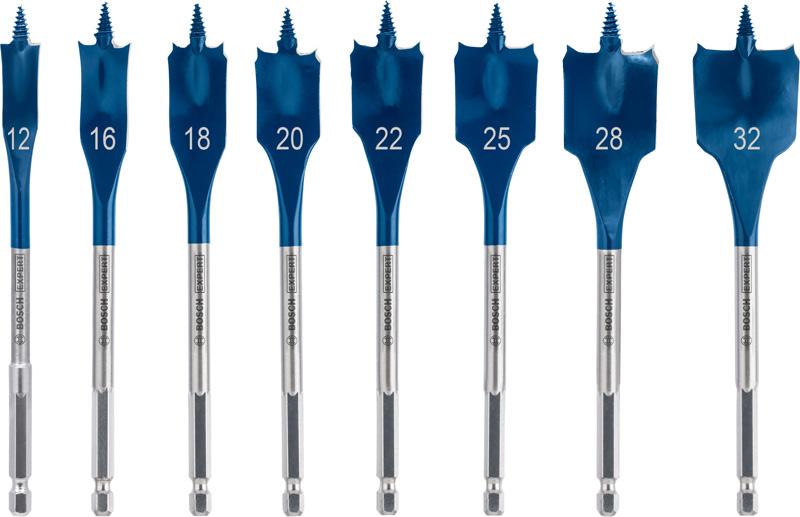Set de brocas fresadoras planas EXPERT Self Cut Speed de 12/16/18/20/22/25/28/32 mm, 8 unidades