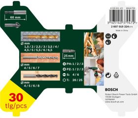 Set de puntas de atornillar y brocas X-Line recubiertas de TiN de 30 unidades