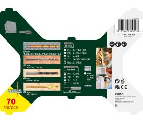 Set de puntas de atornillar y brocas X-Line recubiertas de TiN de 70 unidades