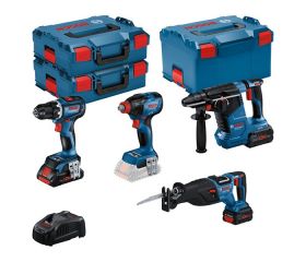 Kit combinado Kit de 4 herramientas de 18 V: GSR 18V-90C + GDX 18V-210C + GBH 18V-24C + GSA 18V-28 + 1x4,0 Ah (PC) + 2x 5,5 Ah (PC) + GAL 1880CV (L)