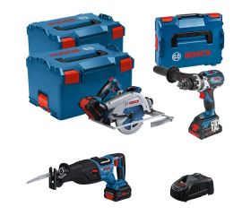 Kit combinado Kit de 3 herramientas de 18 V: GSB 18V-110C + GKS 18V-68GC + GSA 18V-28 + 1x 4,0 Ah (PC) + 2x 5,5 Ah (PC) + GAL 1880CV (L)