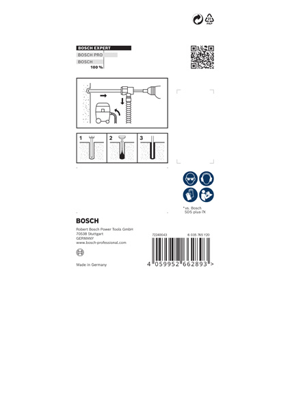 Set de brocas para martillo EXPERT SDS Clean plus-8X de 6,5 x 100 x 225