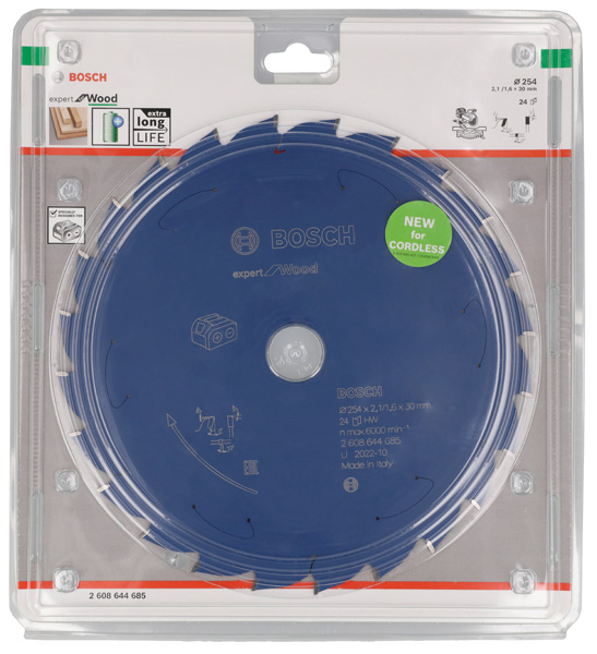 Disco de sierra circular Expert for Wood para sierras a batería 254 x 2,1/1,6 x 30 T24