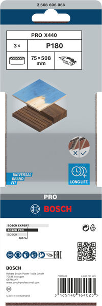 Banda de lija PRO X440, 75 x 508 mm, G180