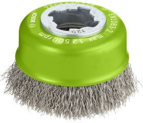 Cepillo de vaso de alambre ondulado PRO Stainless Steel clean para amoladoras pequeñas, X-Lock