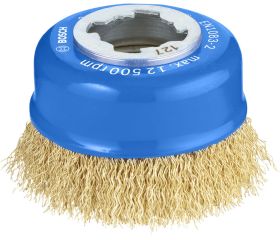 Cepillo de vaso de alambre ondulado PRO Metal Clean para amoladoras pequeñas, X-Lock