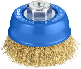 Cepillo de vaso de alambre ondulado PRO Multi Material para amoladoras pequeñas, rosca M10