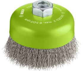 Cepillo de vaso de alambre ondulado PRO Stainless Steel clean para amoladoras grandes, rosca M14
