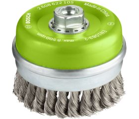 Cepillo de vaso de alambre trenzado PRO Stainless Steel heavy para amoladoras grandes, rosca M14