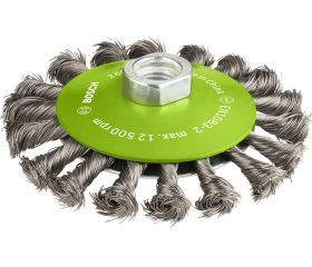 Cepillo cónico de alambre trenzado PRO Stainless Steel heavy para amoladoras pequeñas, rosca M14