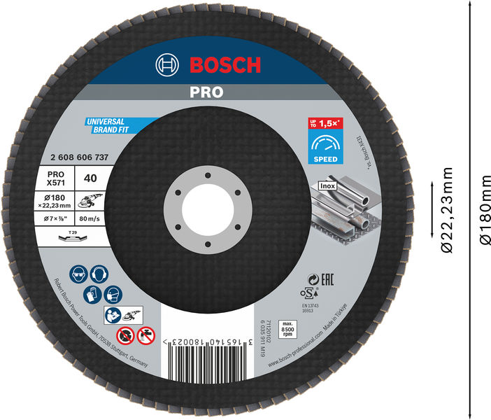 Disco de láminas PRO X571, fresa recta, 180 mm, G40