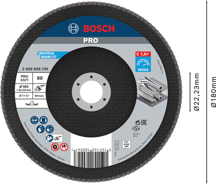Disco de láminas PRO X571, fresa recta, 180 mm, G80