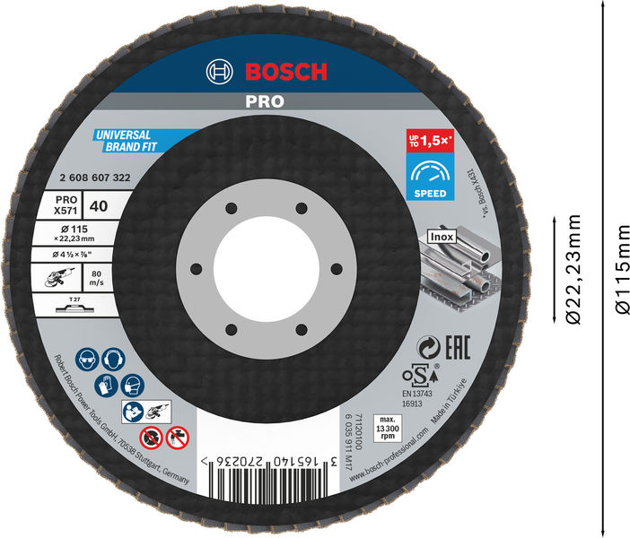 Disco de láminas PRO X571, fresa recta, 115 mm, G40