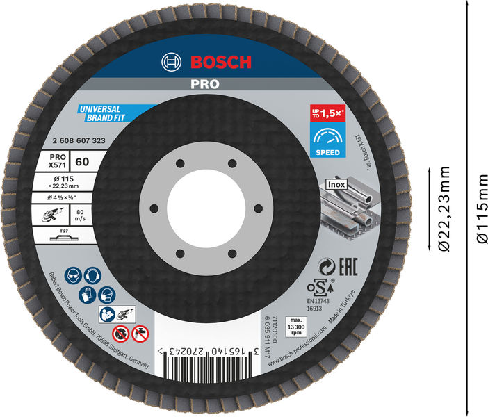 Disco de láminas PRO X571, fresa recta, 115 mm, G60