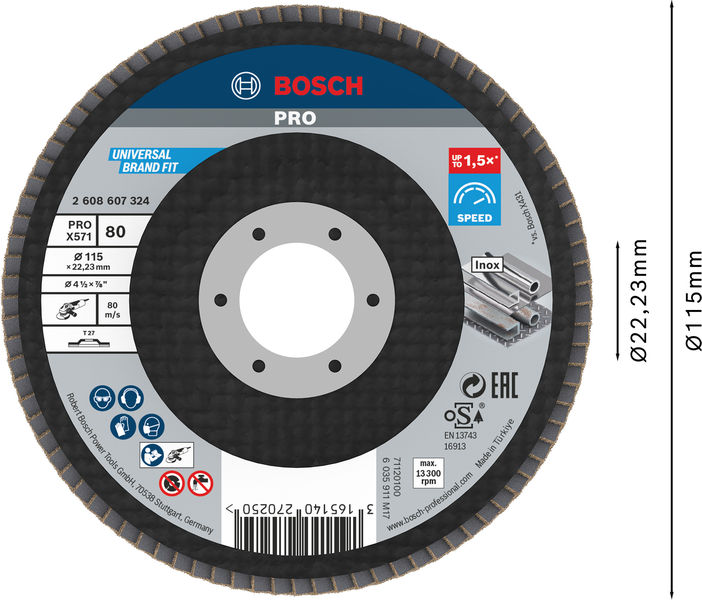 Disco de láminas PRO X571, fresa recta, 115 mm, G80