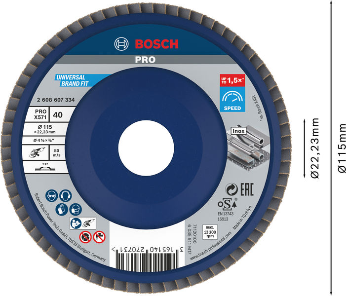 Disco de láminas PRO X571, fresa recta, 115 mm, G40