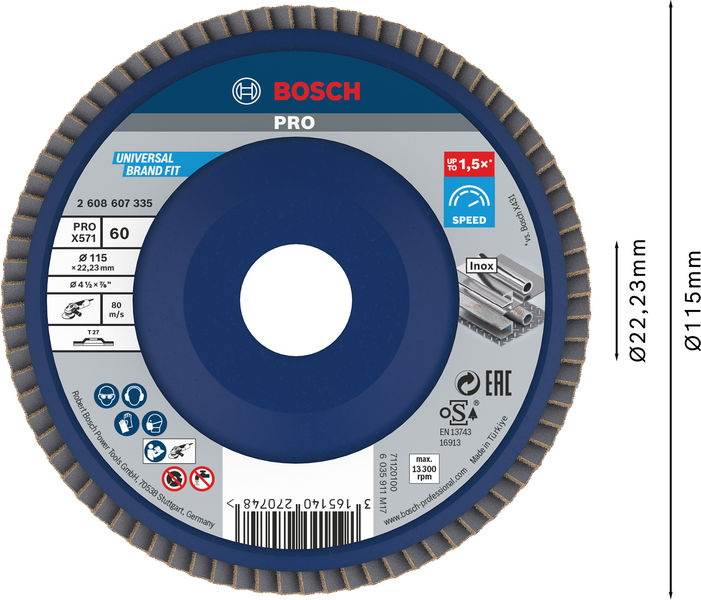 Disco de láminas PRO X571, fresa recta, 115 mm, G60