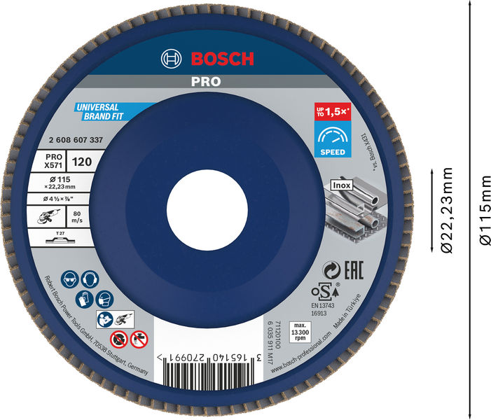 Disco de láminas PRO X571, fresa recta, 115 mm, G120