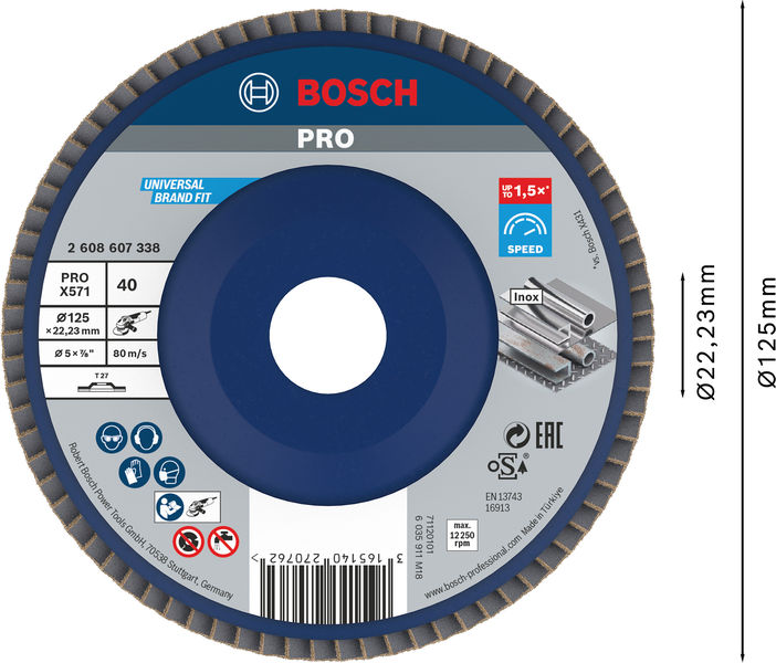 Disco de láminas PRO X571, fresa recta, 125 mm, G40