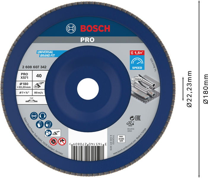 Disco de láminas PRO X571, fresa recta, 180 mm, G40