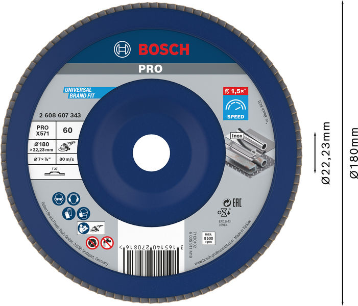 Disco de láminas PRO X571, fresa recta, 180 mm, G60