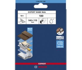 Hoja de lija para lijado a mano EXPERT W480 Web de 1/4 de pulgada, 115 x 140 mm, G180