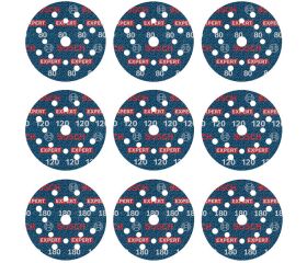 Set de discos de lija para láminas EXPERT O780, 125 mm, G80 (3 uds.); G120(3 uds.); G180 (3 uds.), 9 unidades