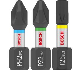 Set de puntas de atornillar PRO Impact, PH2 (5 uds.), PZ2 (5 uds.), T20 (5 uds.), T25 (5 uds.), T30 (5 uds.), 25 mm, expositor, 10 x 25 uds.
