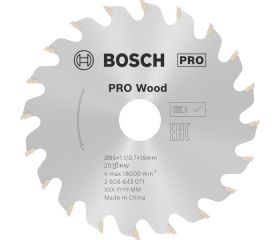 Hoja de sierra circular PRO Wood, 85 x 1,1 x 15 mm