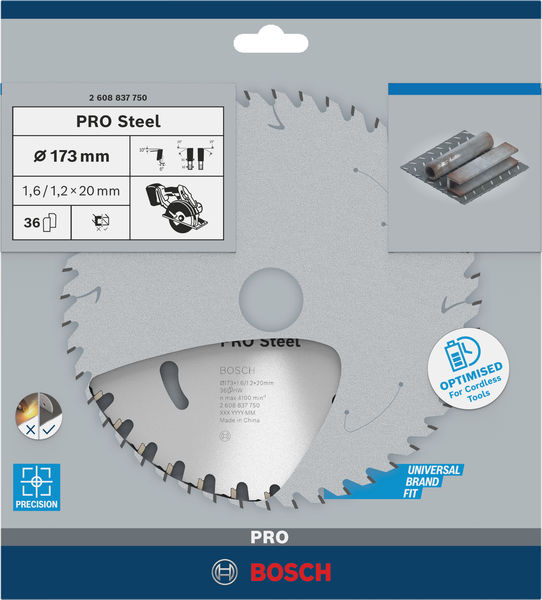 Hoja de sierra circular PRO Steel cordless, 173 x 1,6 x 20 mm