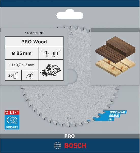 Hoja de sierra circular PRO Wood, 85 x 1,1 x 15 mm, T20